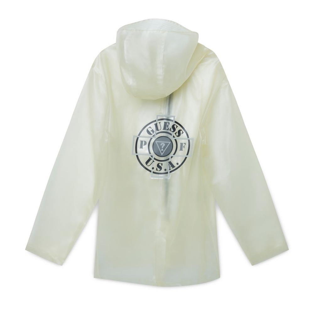 New GUESS x Places + Faces clear PVC raincoat